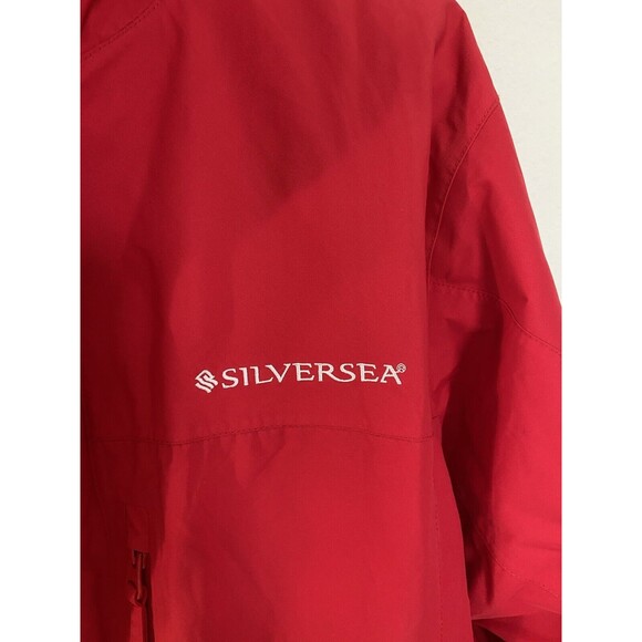 Silversea Expeditions All Weather Coat Jacket Medium Red Mens Hooded Full Zip - Picture 3 of 16